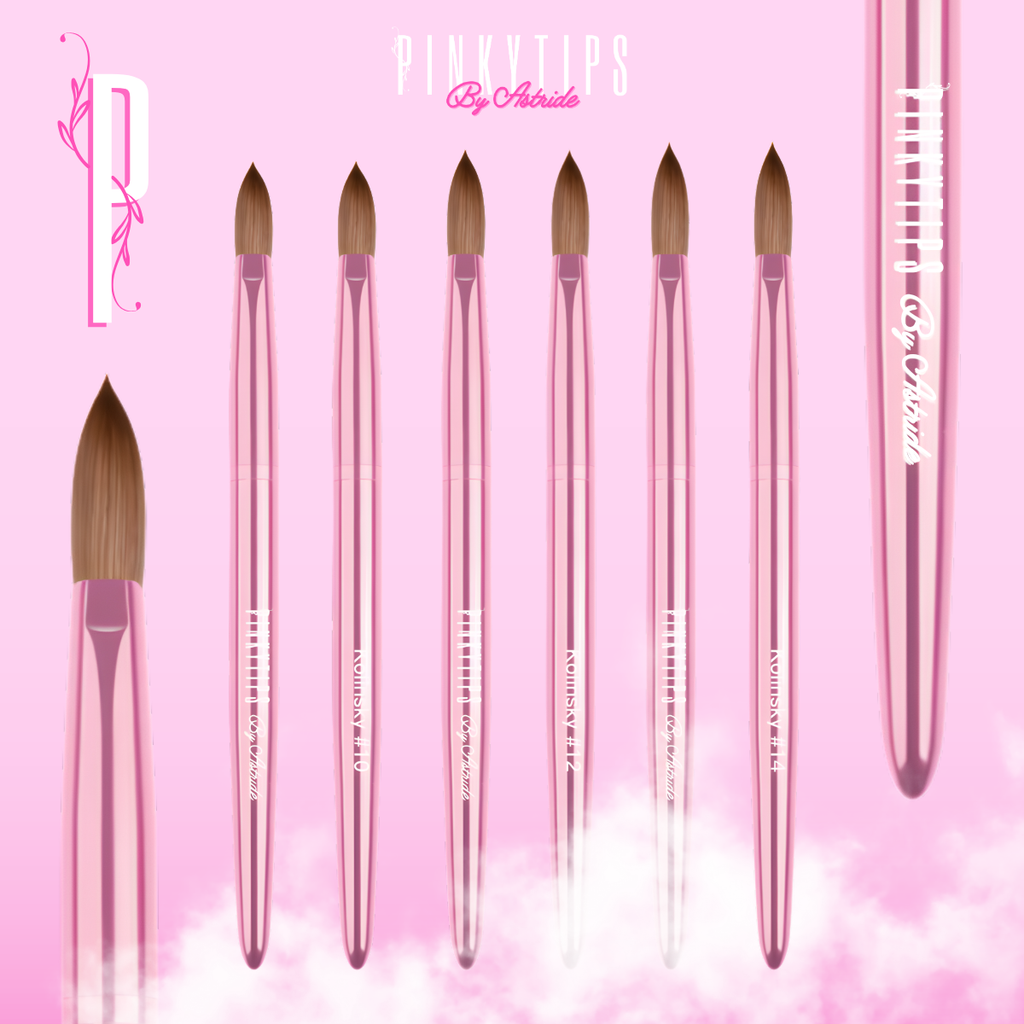 Close-up of Kolinsky hair bristles on acrylic nail brush for precision nail work