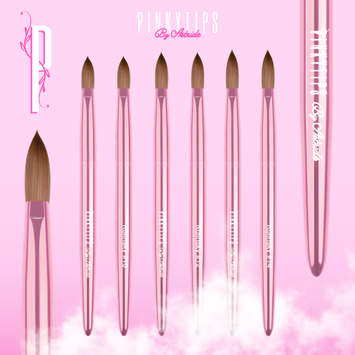 Close-up of Kolinsky hair bristles on acrylic nail brush for precision nail work