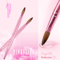 Pink metallic Kolinsky acrylic nail brush with engraved logo, professional nail tool
