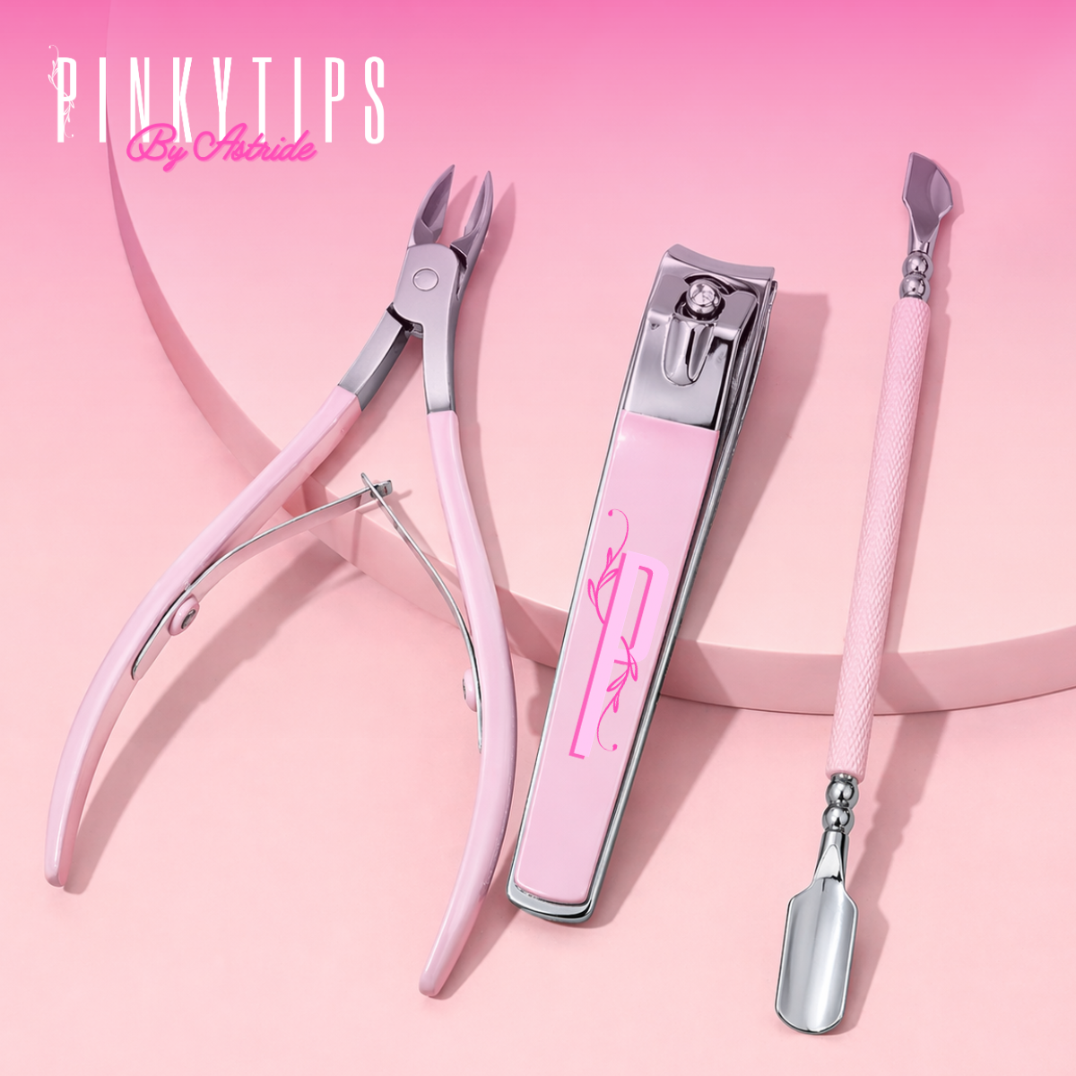 3 piece nail prep kit with cuticle pusher nipper and nail clipper set