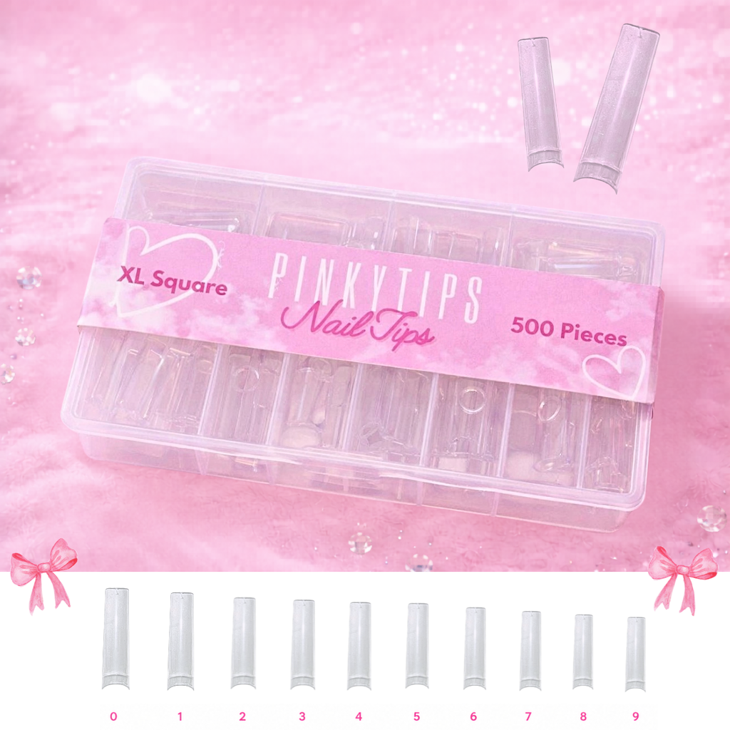 square coffin nail tips 500 pieces clear size 0 to 9