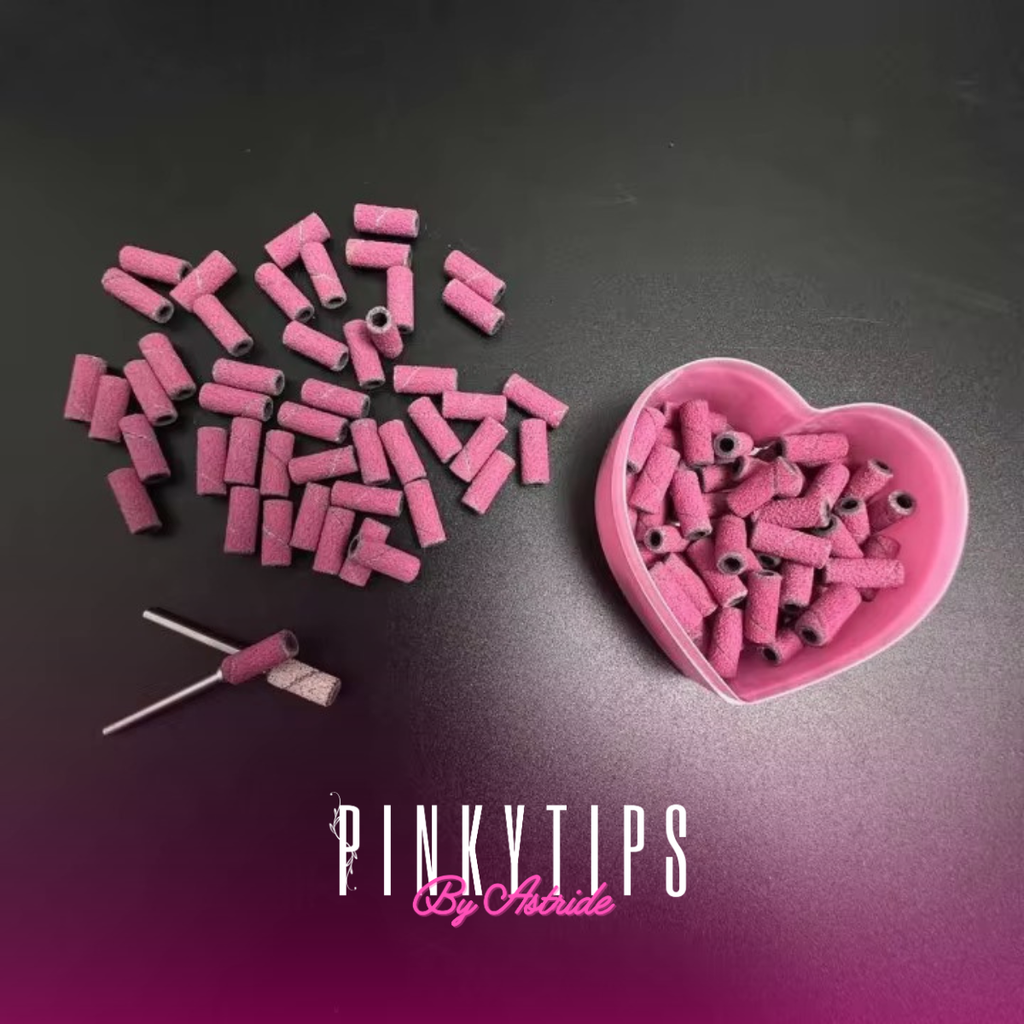 nail drill mini sanding bands kit in cute pink heart box storage