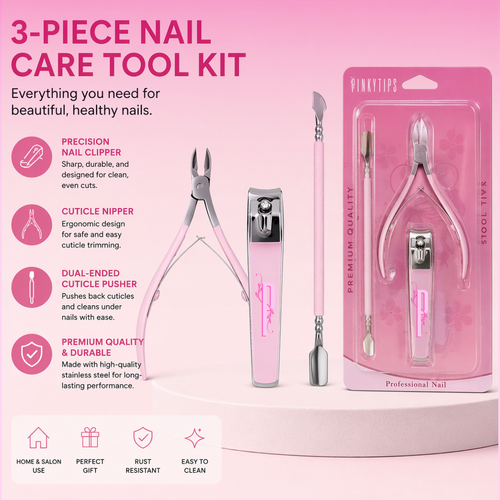 manicure tool kit with cuticle pusher nipper and nail clipper stainless steel