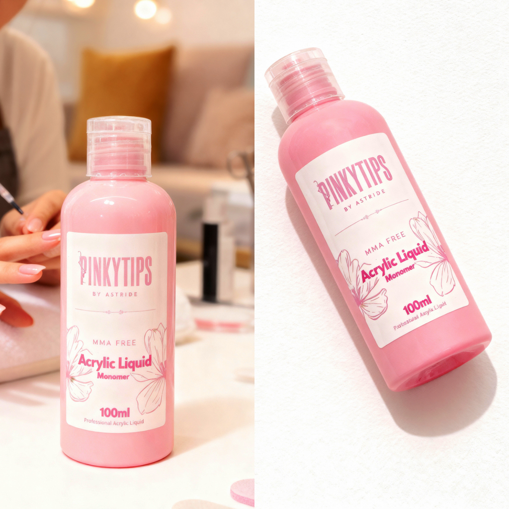 PinkyTips professional liquid monomer for acrylic nail systems and nail techs