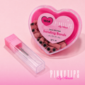 pink mini sanding bands in heart shaped storage box with drill bit included