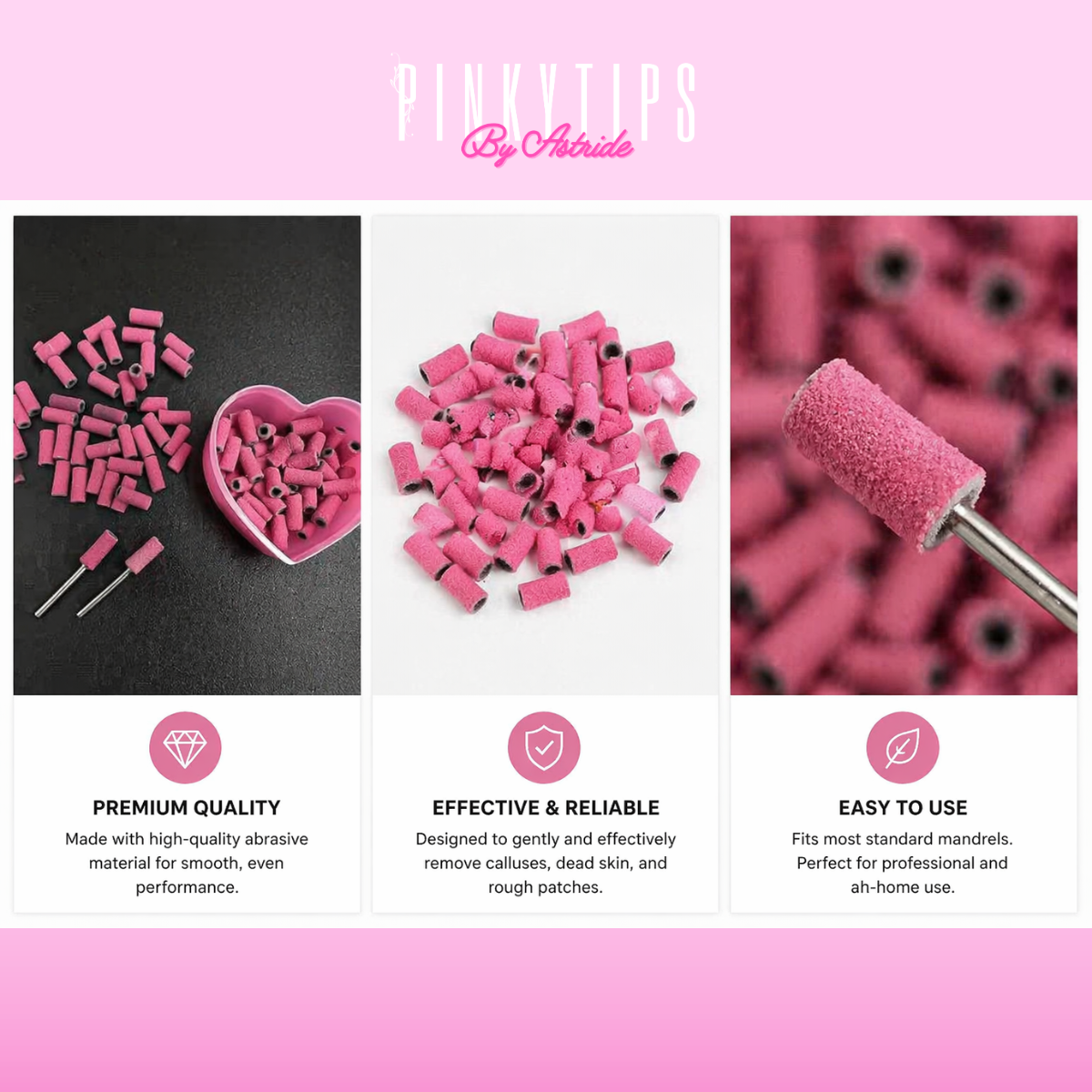 compact mini sanding bands for nail drill with heart box and bit