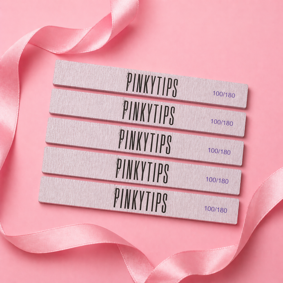 set of 5 pink nail files 100 180 grit for shaping nails