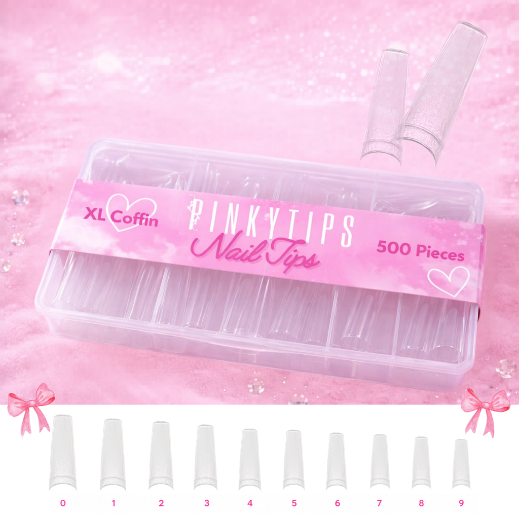 clear acrylic nail tips size 0 to 9 500 pieces square coffin