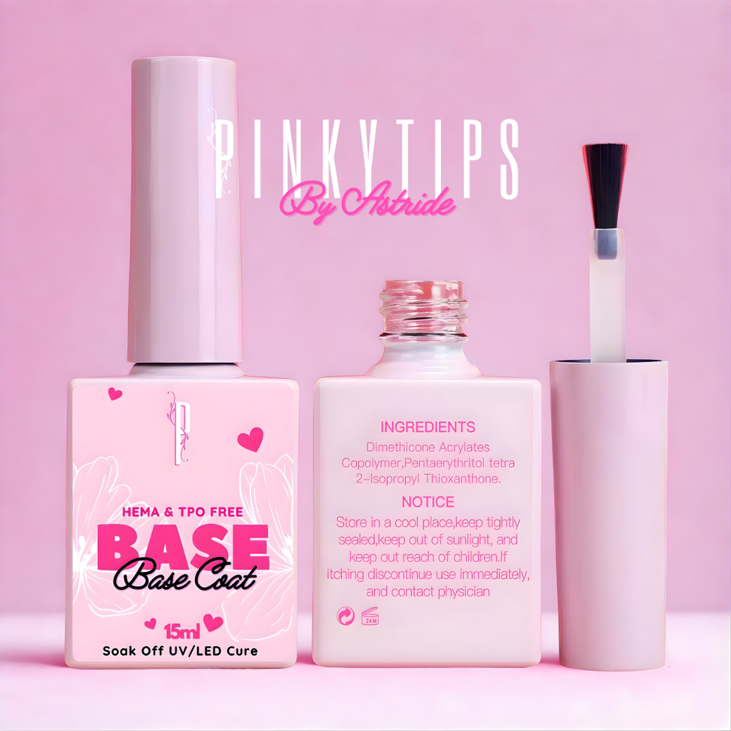 PinkyTips nail base and gloss top coat duo for durable, chip-resistant nails